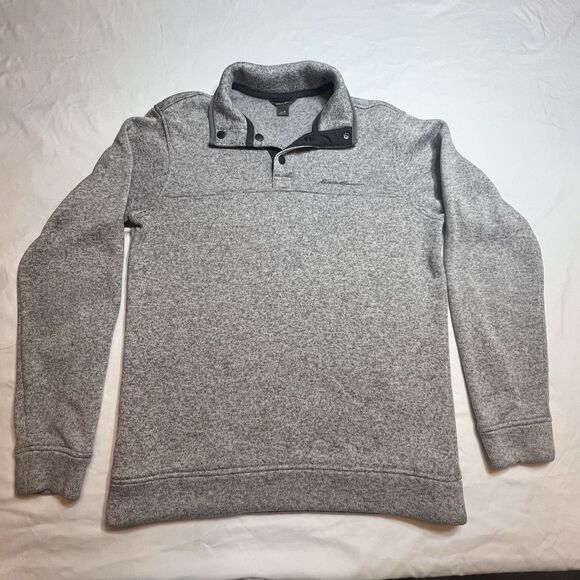 Mens Eddie Bauer Gray Fleece 1/4 Snap Pullover sweatshirt Jacket Sz. M - Picture 1 of 8